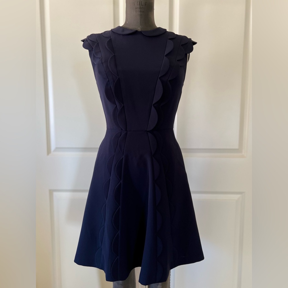 Ted Baker Triksi Navy Scallop Skater Dress NWT Size 0
